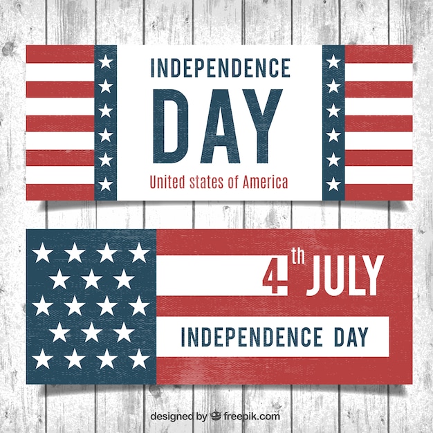 Retro banners of 4th july independence day