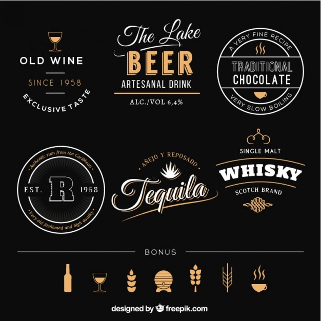 Free vector retro beverage badges