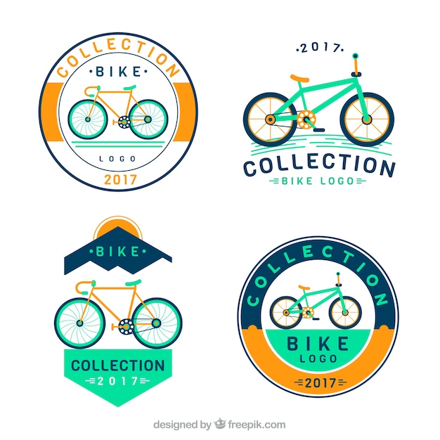 Free vector retro bicycle stickers pack