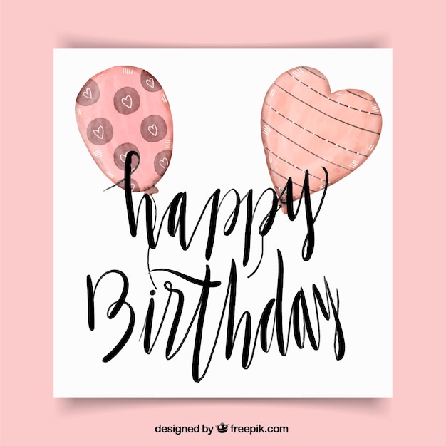 Free vector retro birthday greeting with watercolor balloons