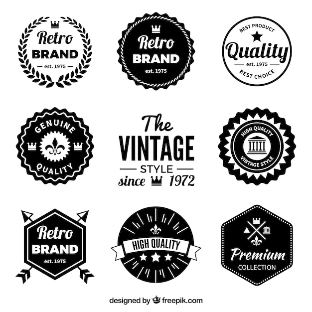 Free vector retro black badges