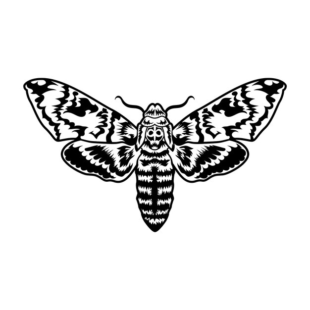 Retro black moth. clipart illustration