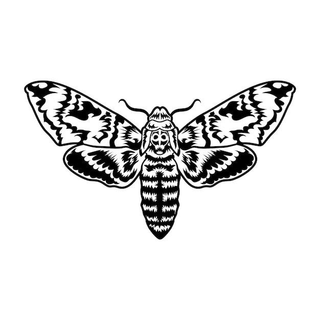 Retro black moth. clipart illustration