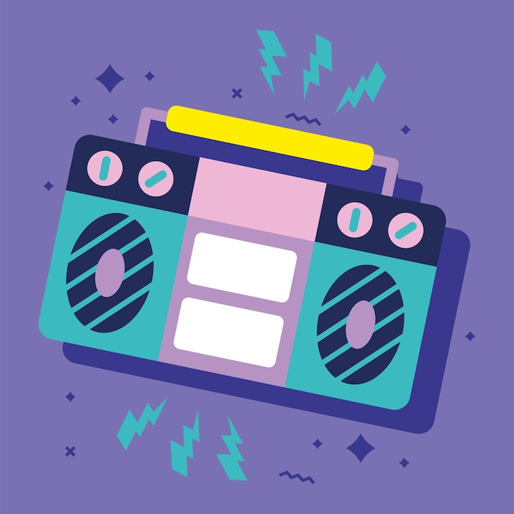 Free Vector retro boombox radio
