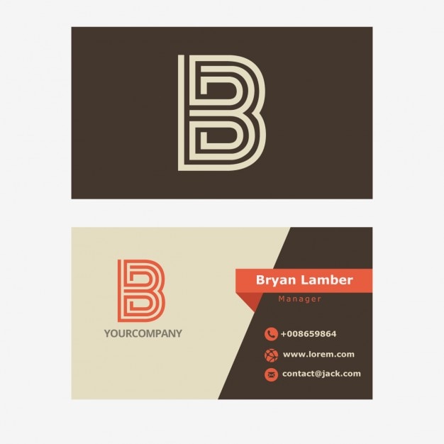 B文字のロゴが入ったレトロなビジネスカード