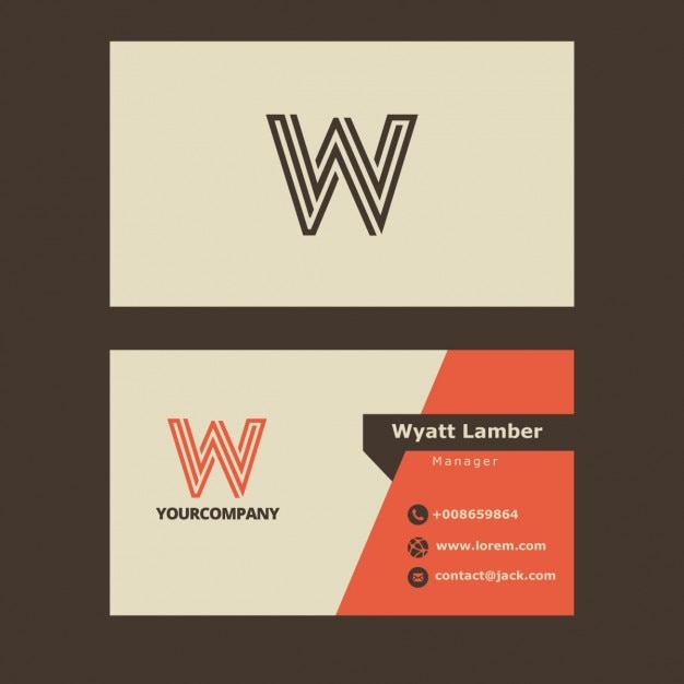 Retro business card with W letter