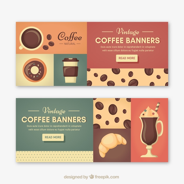 Retro cafe banners