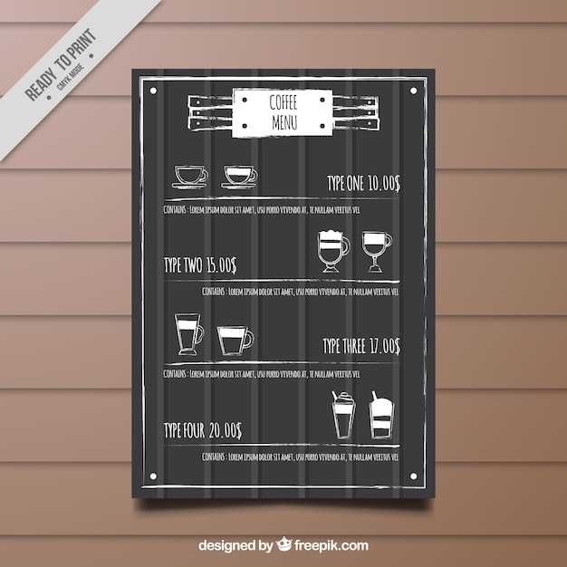 Retro cafe menu template with sketches