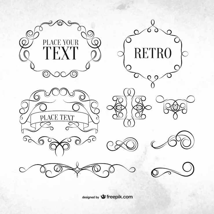 Free Vector retro calligraphic labels