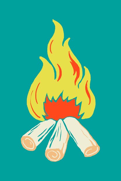 Retro campfire sticker  family vacation theme