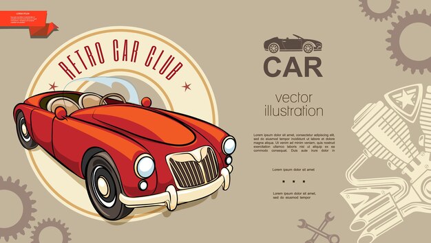 ヴィンテージ車のイラスト 無料のベクター