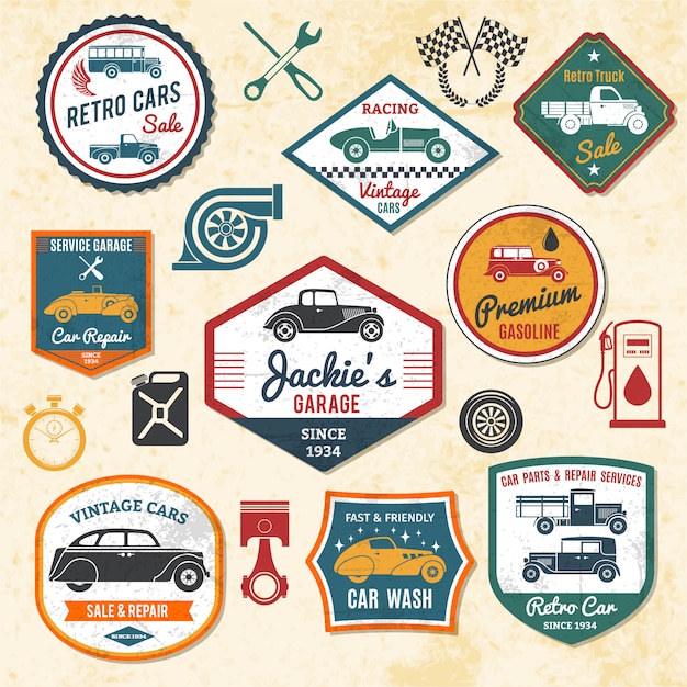 Free vector retro car labels