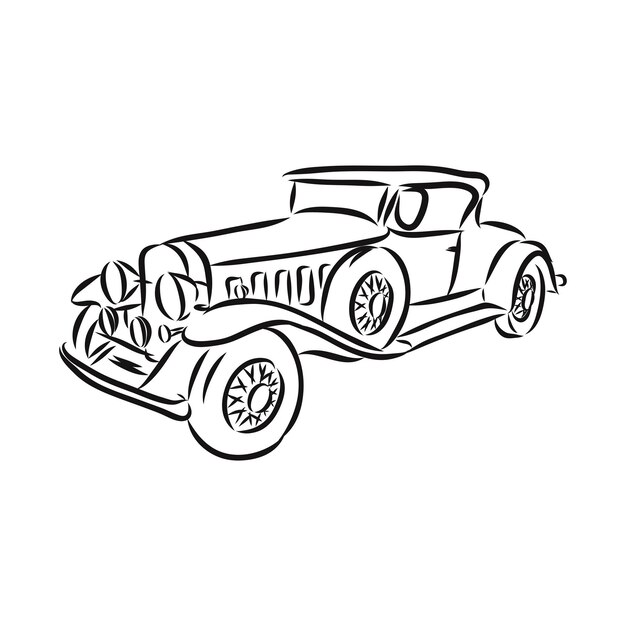 Retro car sketch for your design. vector illustration