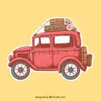 Free vector retro car with bagagge