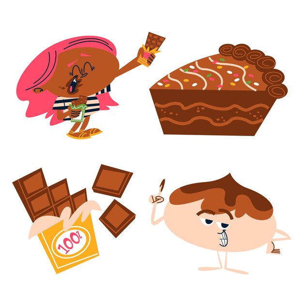 Retro cartoon chocolate stickers