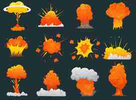 Free vector retro cartoon explosion icon set