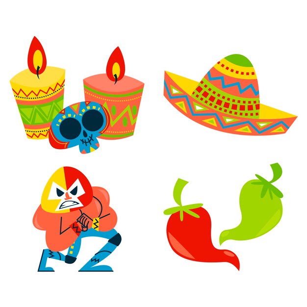 Retro cartoon mexico stickers