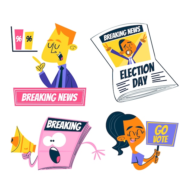 Retro cartoon news and politics stickers