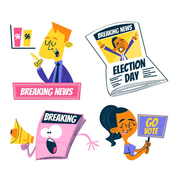 Retro cartoon news and politics stickers