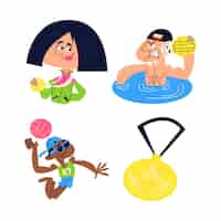 Free vector retro cartoon olympics stickers collection