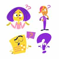 Free vector retro cartoon question sticker set