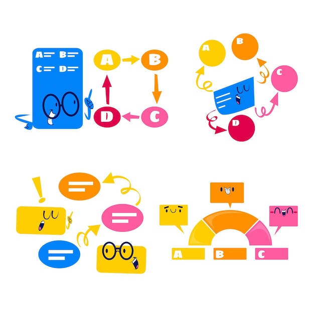 Free vector retro cartoon speech bubbles, arrows and infographic elements stickers