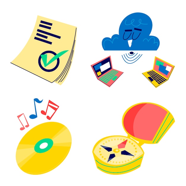 Retro cartoon sticker set