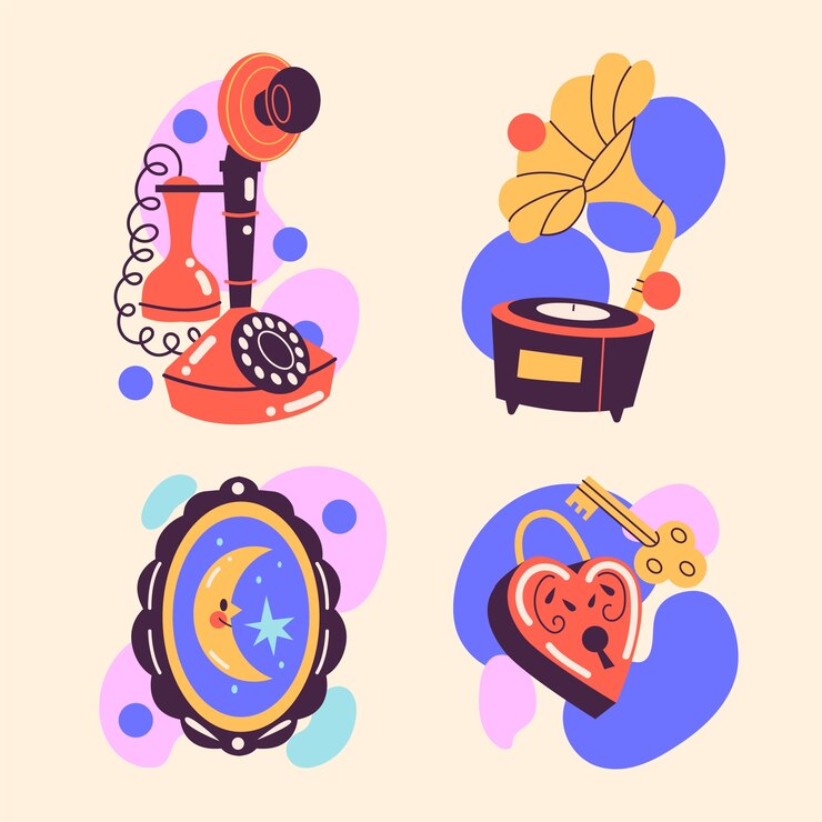 Free Vector retro cartoon stickers collection