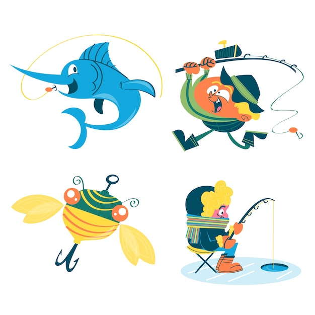 Cartoon Fishing Pole Images - Free Download on Freepik