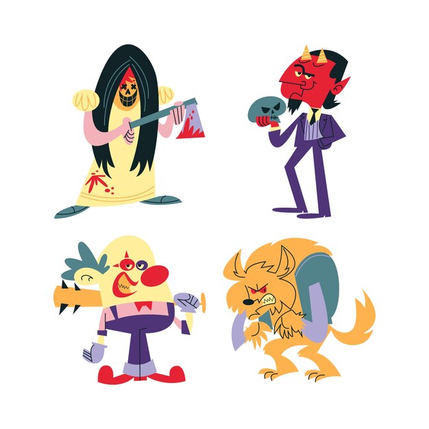 Retro cartoon villain stickers collection