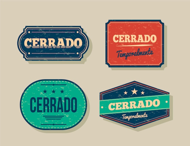 Retro cerrado signboard collection