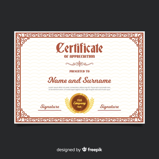 Retro certificate template