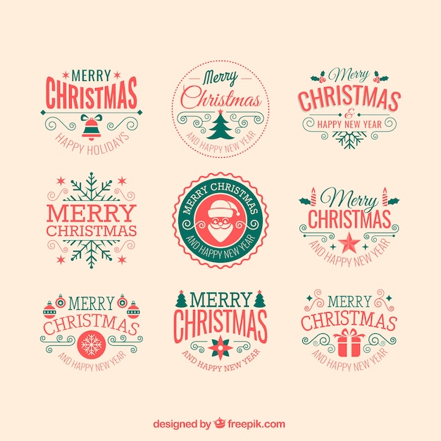 Free vector retro christmas badges