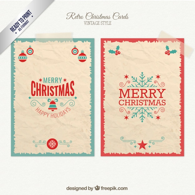 Free vector retro christmas cards pack