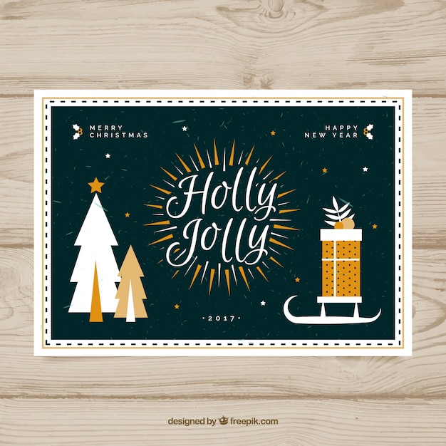 Free vector retro christmas greeting card