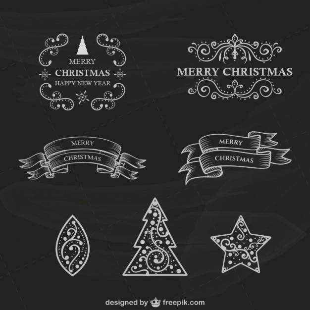 Free vector retro christmas labels collection