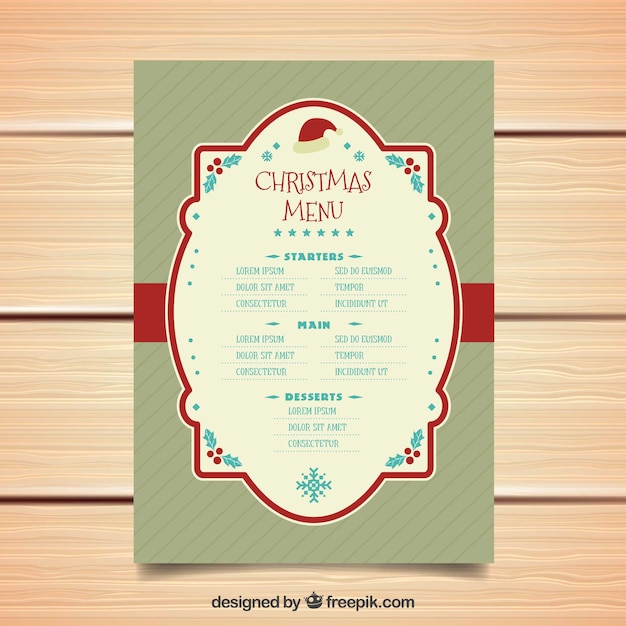 Free vector retro christmas menu