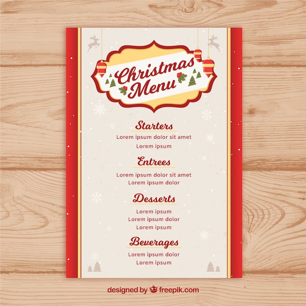 Retro menu di natale