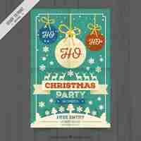 Free vector retro christmas party brochure with balls