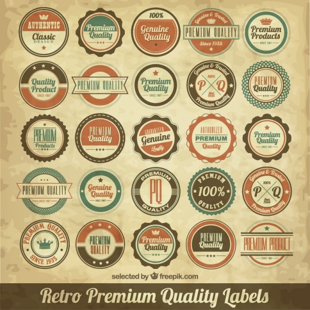 Free vector retro circular quality labels