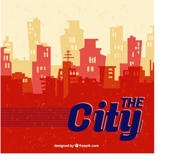 Бесплатное векторное изображение Ретро силуэты города