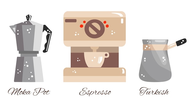 Free vector retro coffee brewing methods set