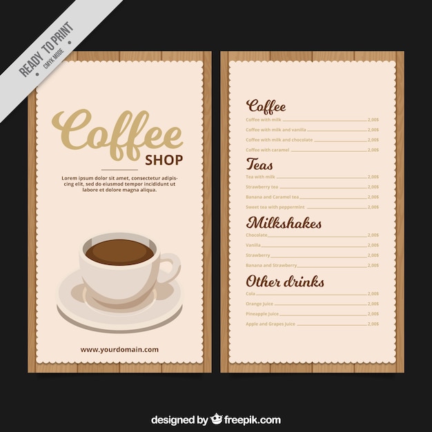 Vettore gratuito modello di menu retro caffè