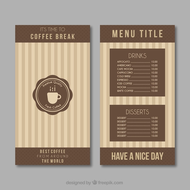 Retro coffee menu