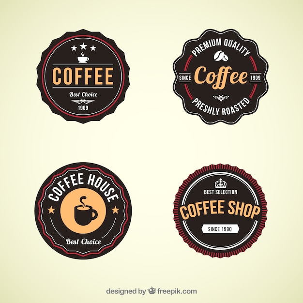 Free vector retro coffee shop badges