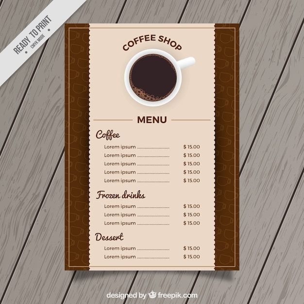 Retro coffee shop menu