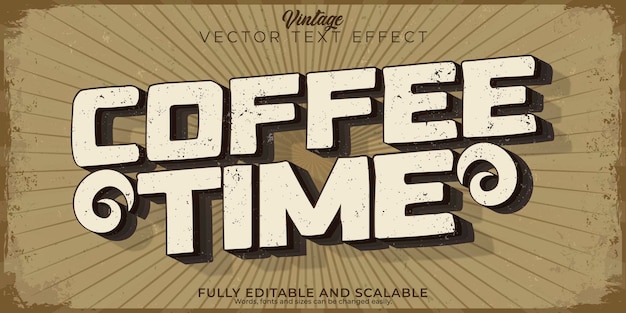 Retro coffee vintage text effect editable old 80s coffee shop banner font style