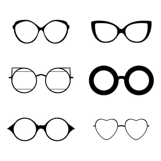 Retro collection of various eye glasses