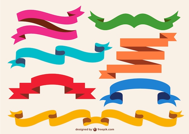 retro colorful ribbons set 