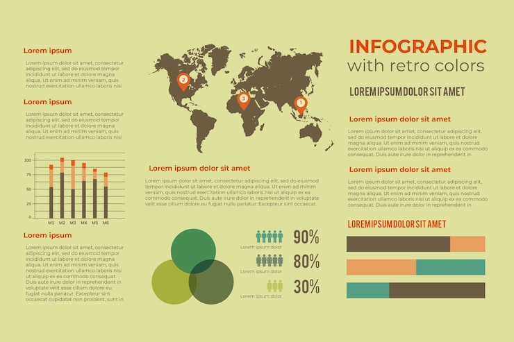 Free Vector retro colors infographic in flat design